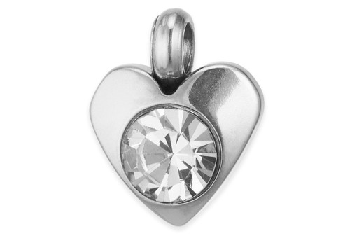 5 pcs 7 mm Steel CZ Charms Heart