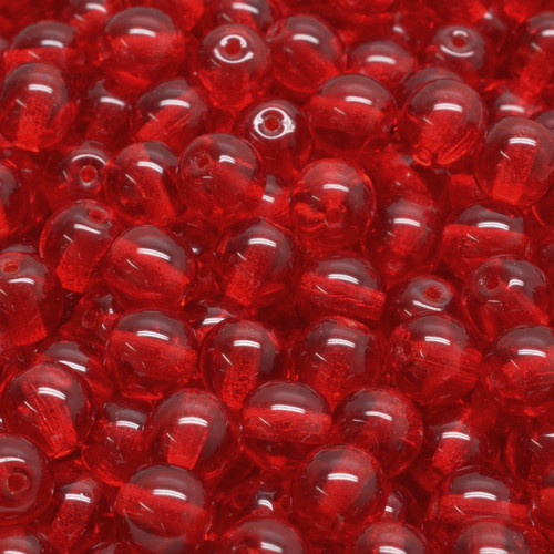 21 Pcs 6mm Czech Round Druk Glass Beads -Crystal Red