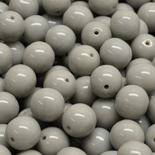 16 Pcs 8mm Czech Round Druk Glass Beads -Light Grey