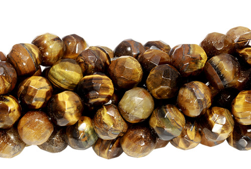15 IN Strand 6 mm Tiger Eye Round Faceted Gemstone Beads