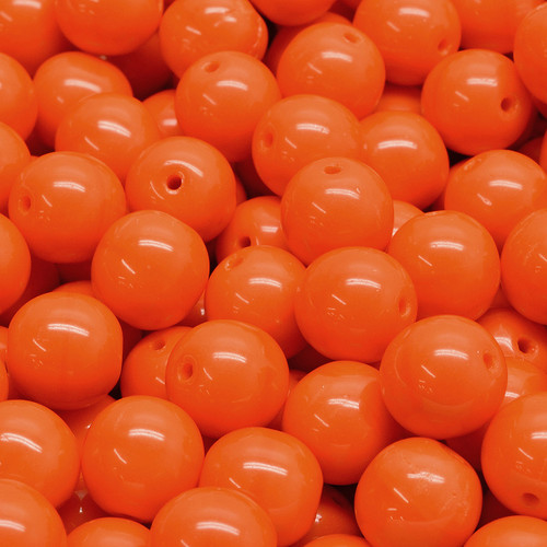 Czech Round Druk Glass Beads - Bright Orange