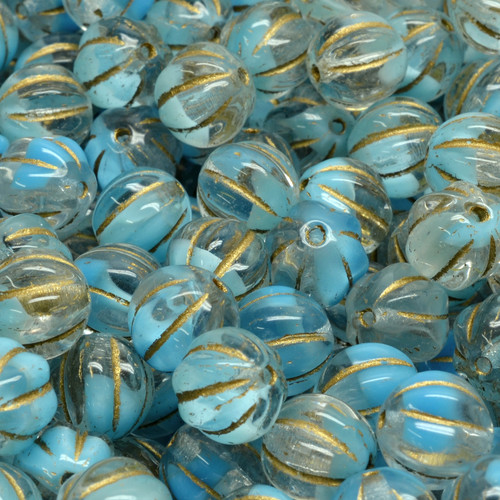 8mm Melon Pressed Czech Glass Beads