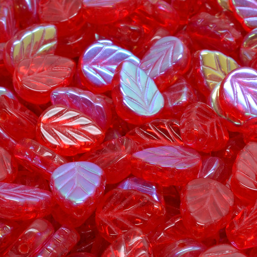 Mint Leaf Pressed Czech Glass Beads