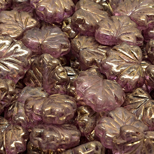 Maple Leaf Pressed Czech Glass Beads