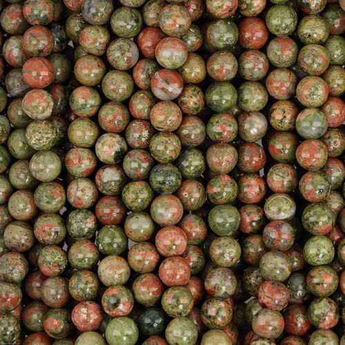 15 In Strand of 8 mm Unakite Round Smooth Beads