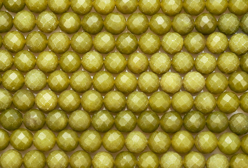 Faceted Round Gemstone Beads 10mm 15 IN Strand-Natural Olive Jade