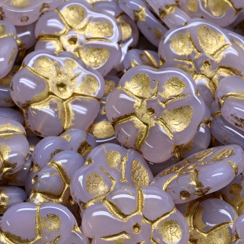 15mm Primrose Fower Pressed Czech Glass Beads