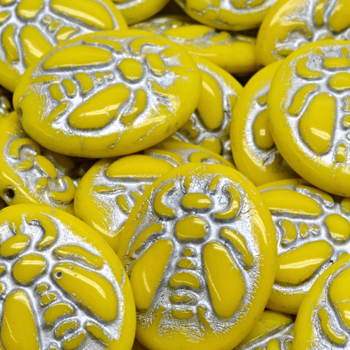 22x18mm Bee Pressed Czech Glass Beads