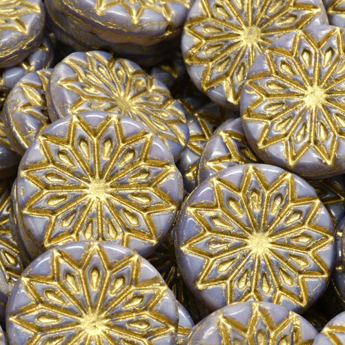 18mm Origami Flower Pressed Czech Glass Beads