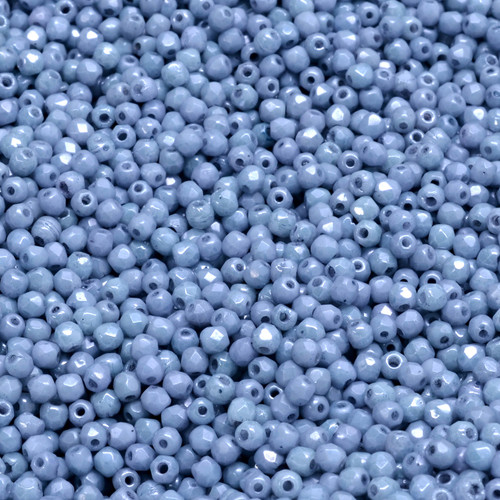 50 Pcs 2mm Firepolished Round Czech Glass Beads -Glossy Pigeon Blue