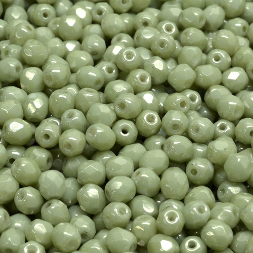 50 Pcs 4mm Firepolished Round Czech Glass Beads -Glossy Pale Green