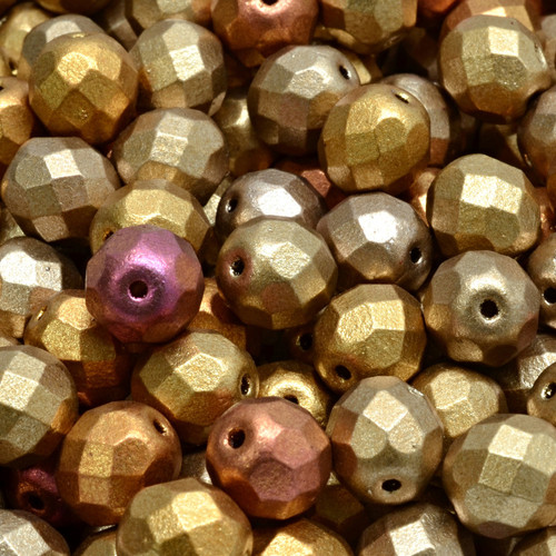 16 Pcs 8mm Firepolished Round Czech Glass Beads -Golden Sunset