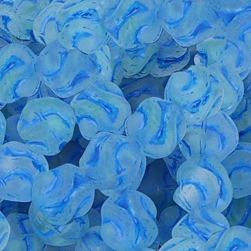 16 Pcs 8mm Yarn Ball Pressed Czech Glass Beads - Frosted Clear Blue