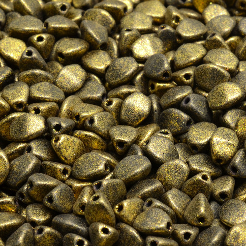 26 Pcs 5mm Pinch Pressed Czech Glass Beads -Antique Gold