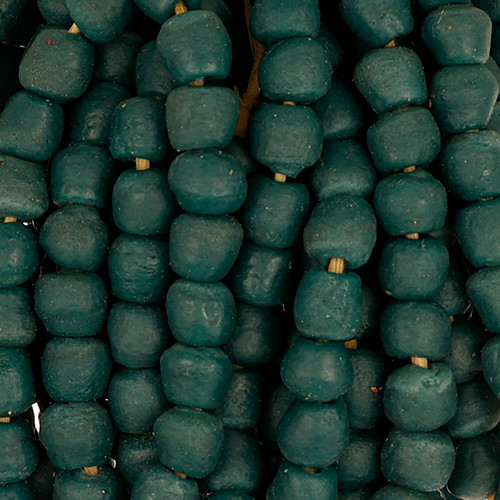 10 Inch Strand 10-11mm African Glass Krobo Beads- Dark Teal