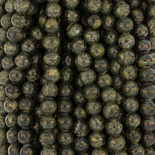 Round Smooth Beads 6mm 15 In Strand-Green Serpentine Jade