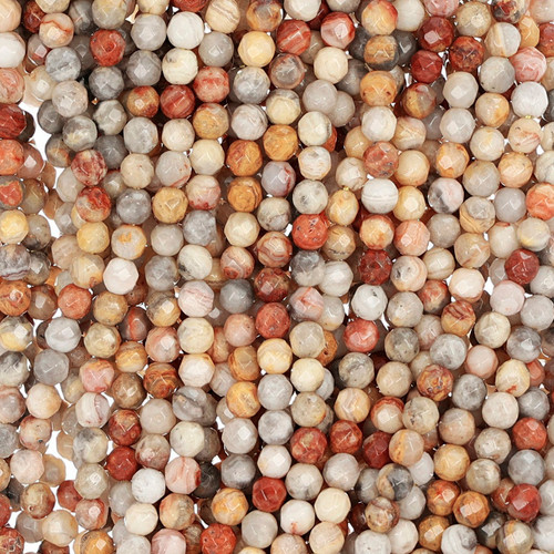 Natural Round Faceted Beads 4mm 15 In Strand-Crazy Lace Agate