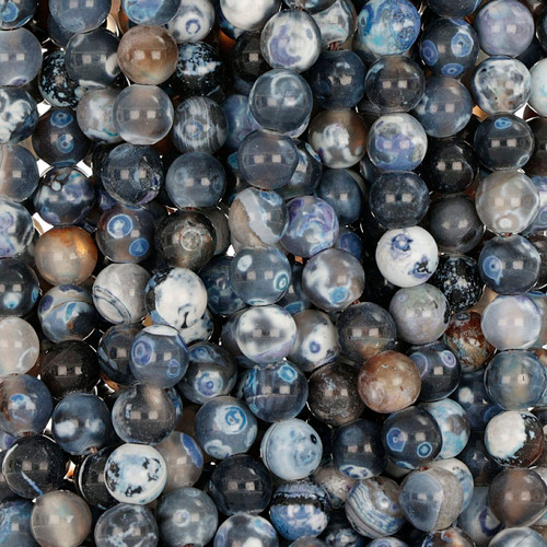 Dyed Agate Round Smooth Beads 8mm 15 In Strand-Blue Tones