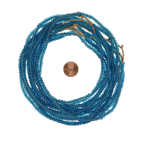 clear blue african glass seed beads