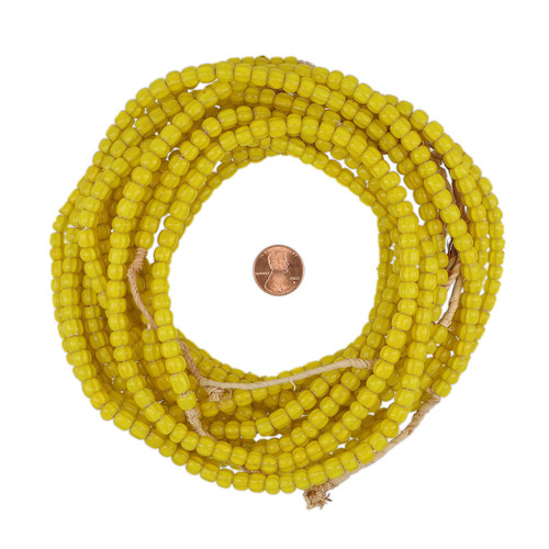 Yellow African White Heart Seed Beads
