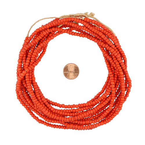 3.5-5mm Dark Orange African Glass Seed Beads