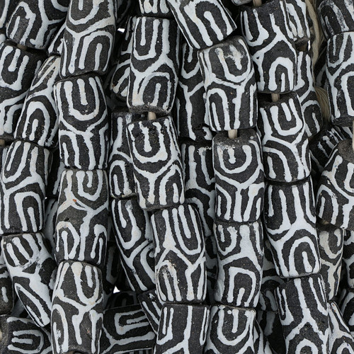 13-14mm Black And White African Glass Krobo Beads