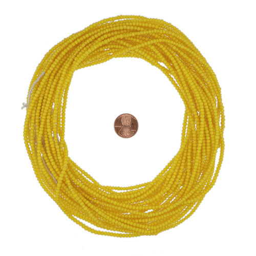 2-3mm Yellow White Heart African Glass Seed Beads