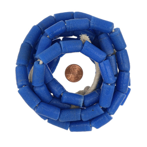 11-12mm Blue African Glass Krobo Beads