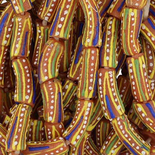 african glass krobo beads with colorful patterns