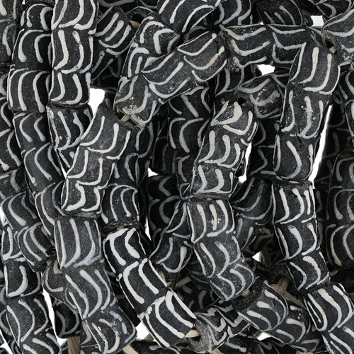 black and white african glass krobo beads