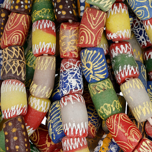 Multicolored African Glass Krobo Beads