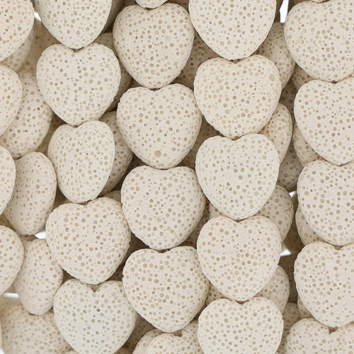 White Heart Shaped Lava Rock Beads 20mm