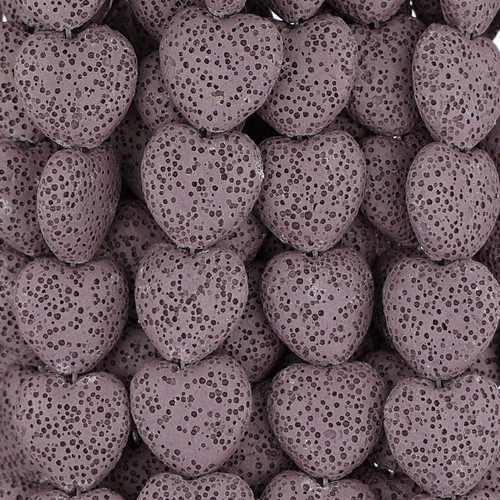 Purple Heart Shaped Lava Rock Beads