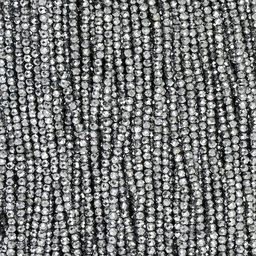 Hematite Round Faceted Silver Colored Beads - 2 mm