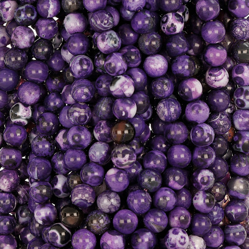 Dyed Agate Round Smooth Beads 8mm 15 In Strand-Purple