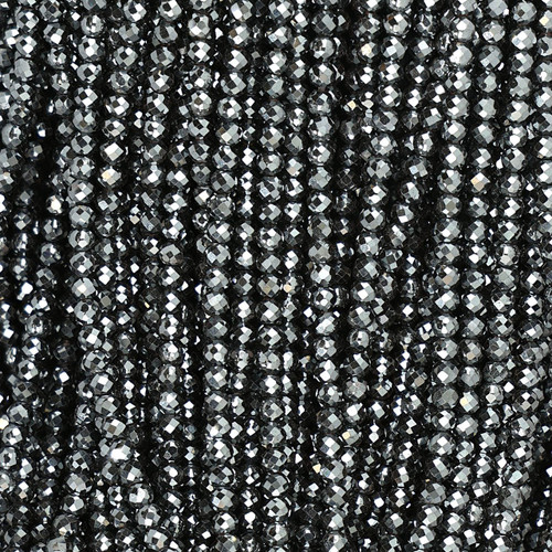 3mm Hematite Round Faceted Beads In Gunmetal