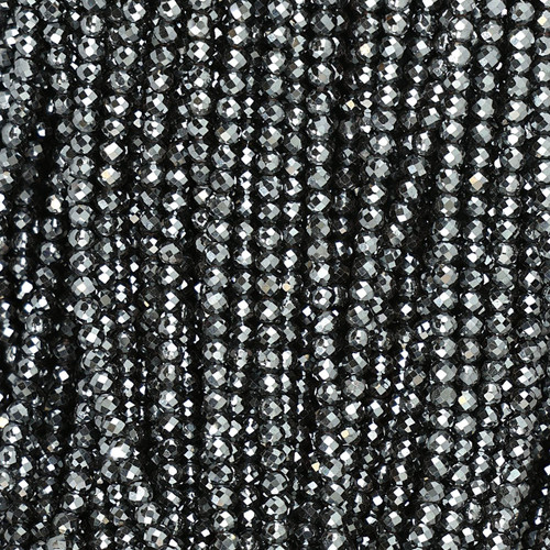 Hematite Round Faceted Gunmetal Colored Beads - 3 mm