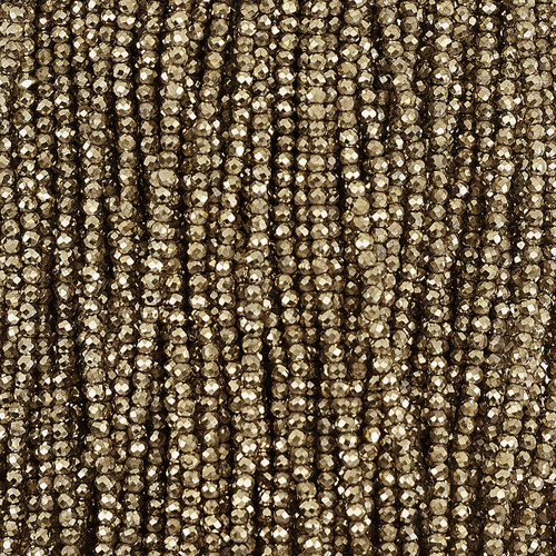 Hematite Round Faceted Gold Colored Beads - 2 mm