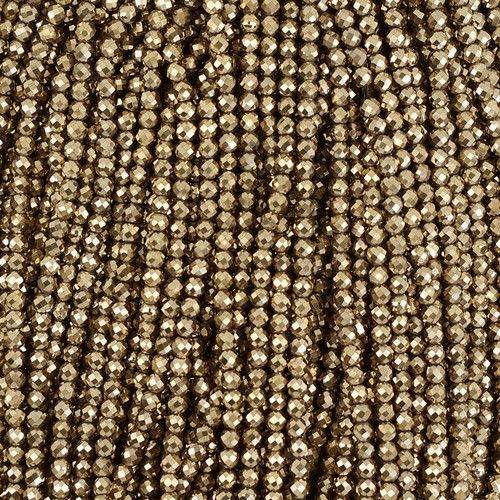 Hematite Round Faceted Gold Colored Beads - 3 mm