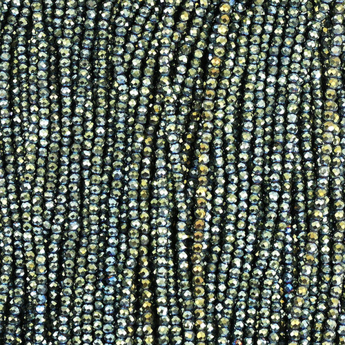 Hematite Olive Colored Round Faceted Beads - 2mm