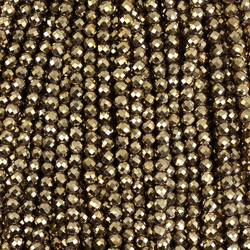 Hematite Round Faceted Gold Colored Beads -  4 mm