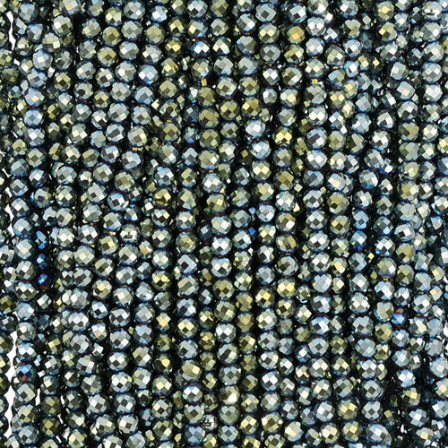 Hematite Round Faceted Olive Colored Beads - 4 mm