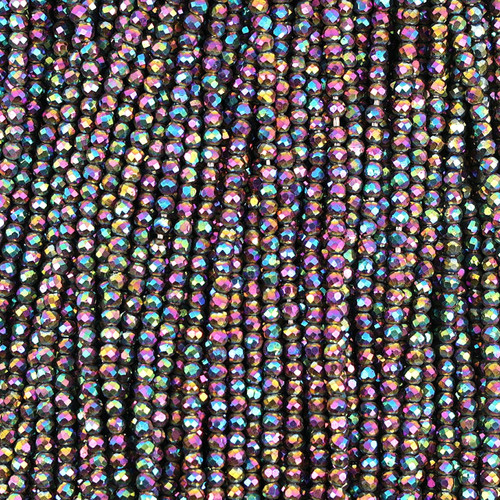 Hematite Round Faceted Peacock Colored Beads - 2 mm