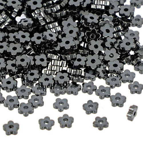 Hematite Flower Shaped Gunmetal Colored Beads - 3 mm