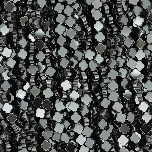6mm Hematite Flower Shaped Gunmetal Beads