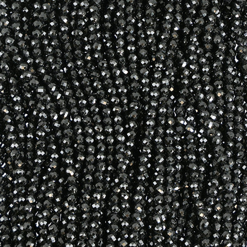 Cubic Zirconia Round Faceted Black Beads