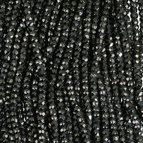 Cubic Zirconia Disk Faceted Black Beads 2x3mm