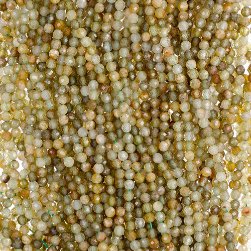 Round Faceted Beads 3mm 15 IN Strand- Natural Tsavorite Green Garnet