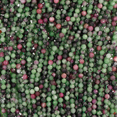 Zoisite Ruby Round Faceted Beads 3 mm