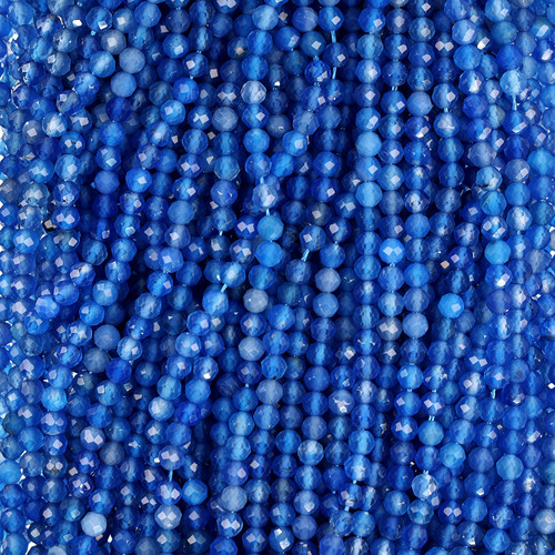 Natural Blue Onyx Round Faceted Gemstone Beads